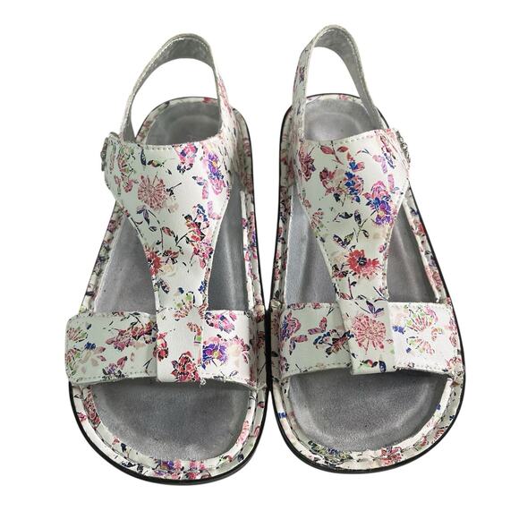 Alegria Kerri Looker Leather Sandal 38 or US 8/8.5 Adjustable Straps Pink Floral - Picture 2 of 14